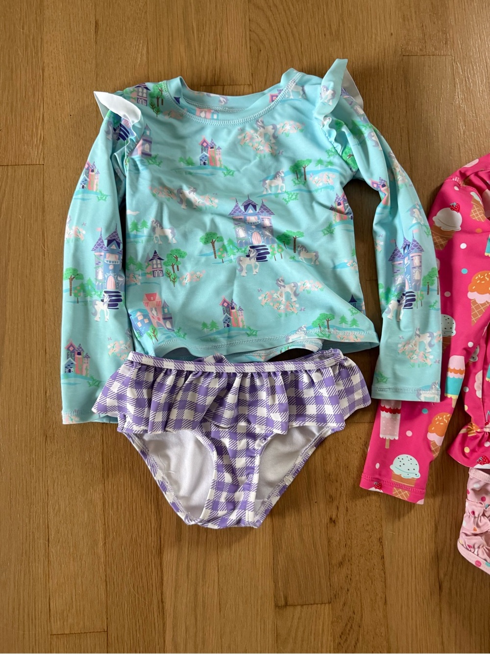 RuffleButts Two Piece Unicorn Bathing Suit Size 4T